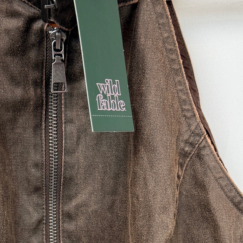 Wild Fable M Brown Faux Leather Halter Moto Zip Buckle Y2K Biker Tank Top NWT - Picture 8 of 8